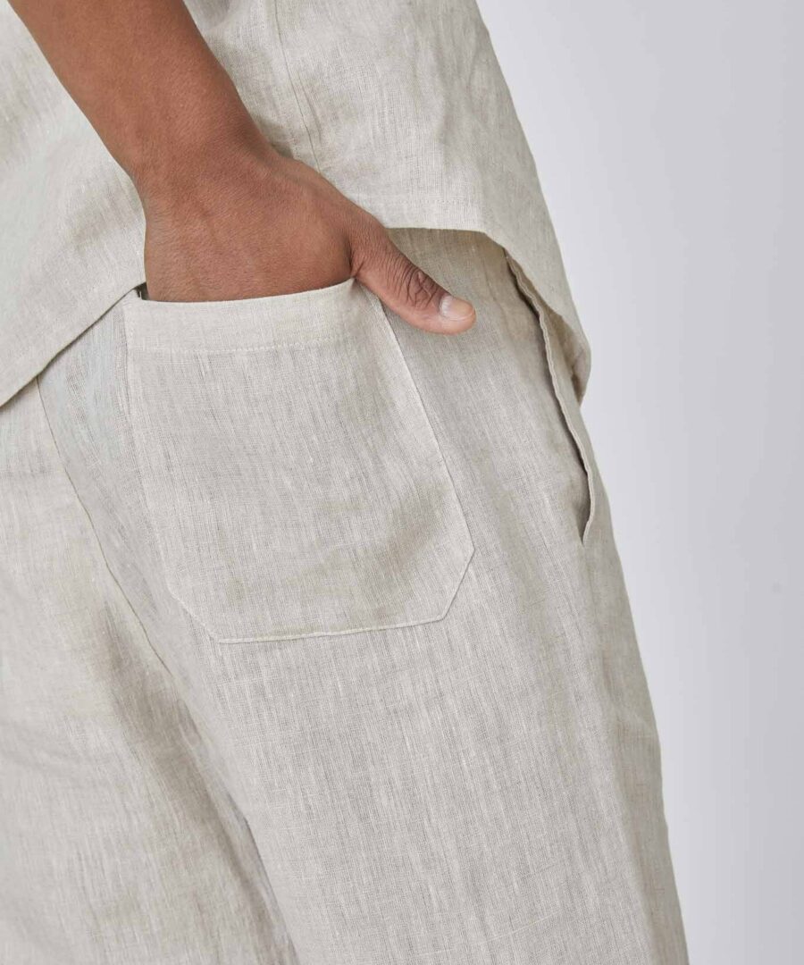 100% flax pants beige
