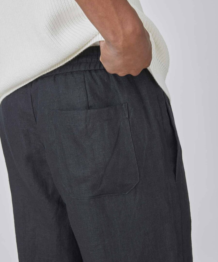 100% flax pants black