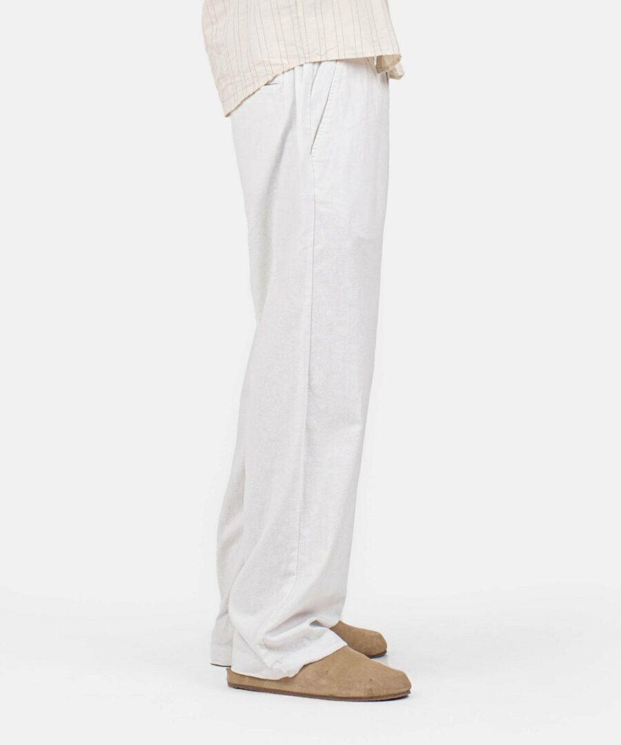 Baggy flax pants white