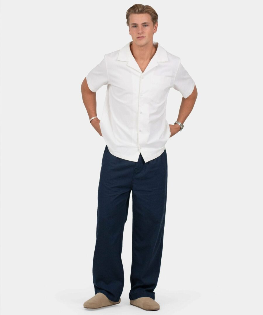 Baggy flax pants Navy