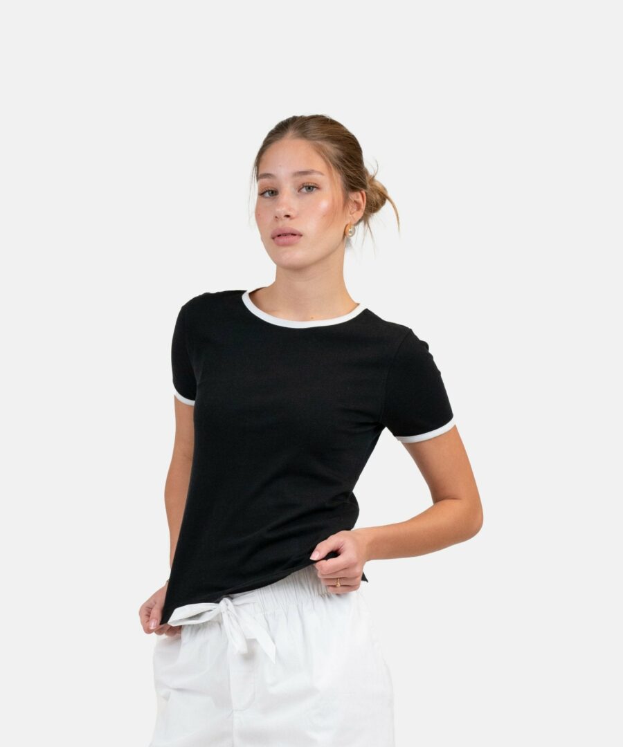 Contrast Baby Tee Black