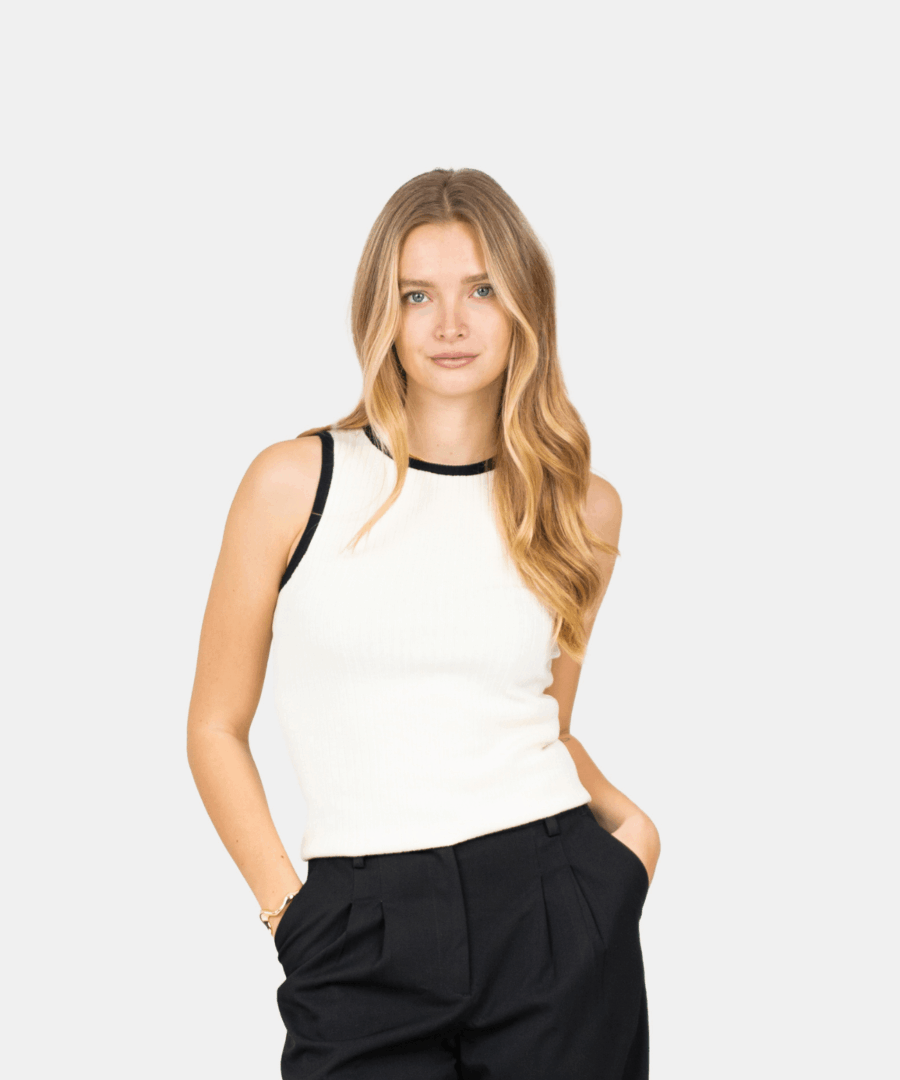 Contrast Tank Top White