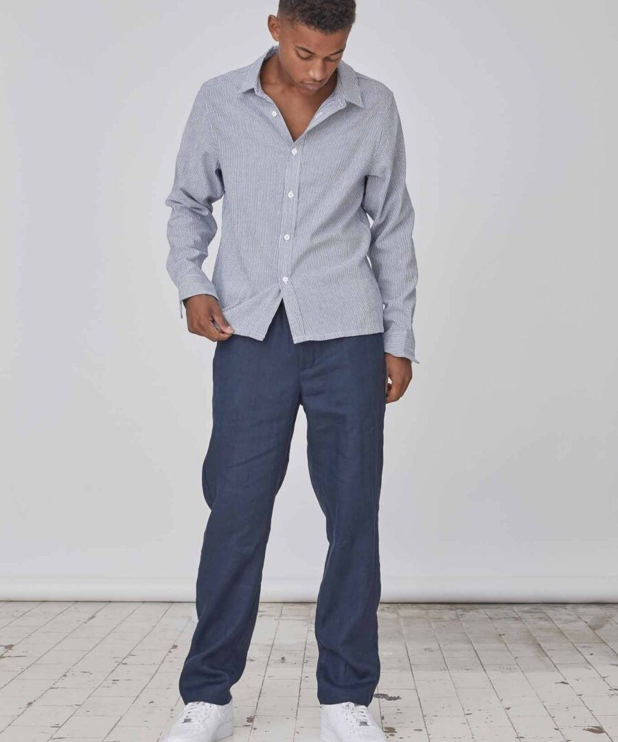 100% flax pants Navy - s