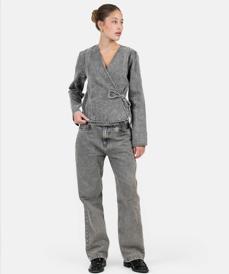 Denim tie shirt washed gray
