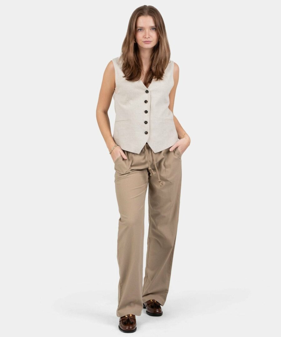 Heavyweight flax pants low -waisted mocha