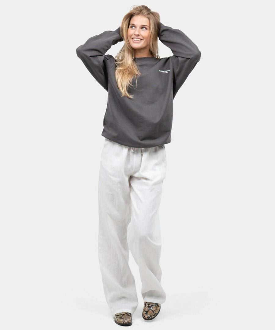 Flax pants high -waisted white