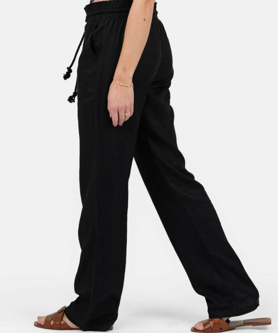 Flax pants low -waisted black