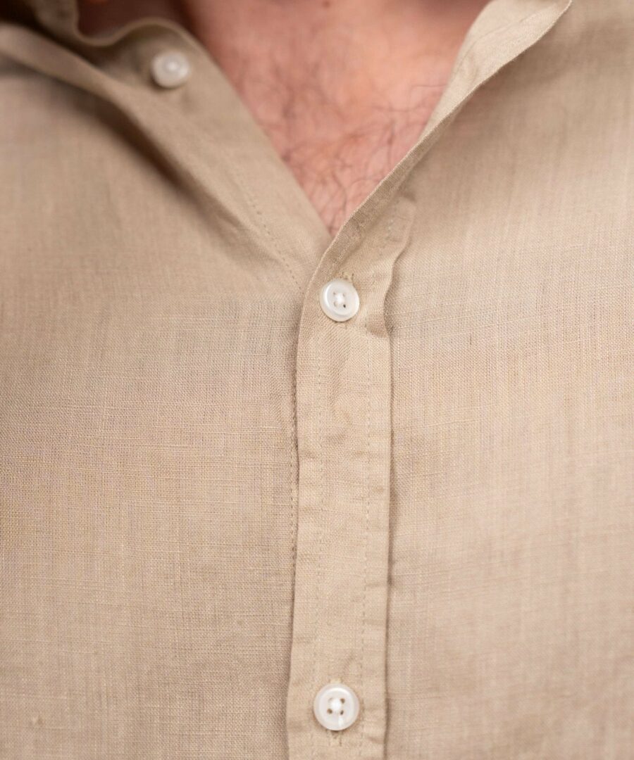 Long -sleeved flax shirt mocha