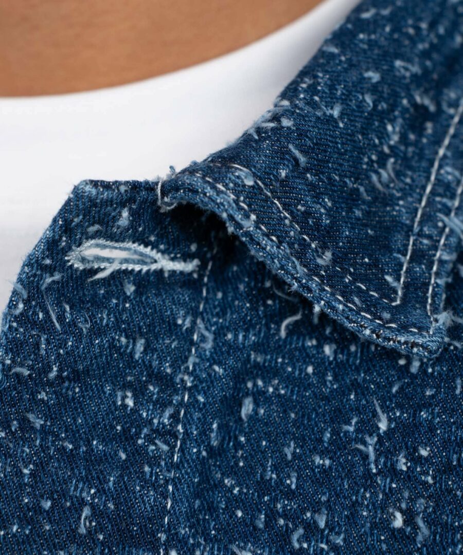 Textured Denim Jacket Mid Blue